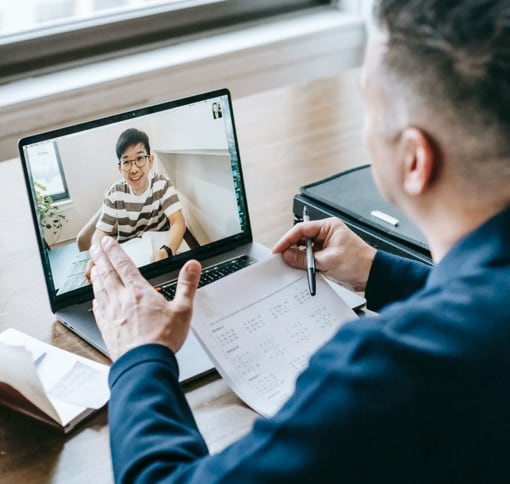 men in a video call