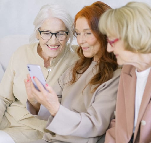 three women videochatting